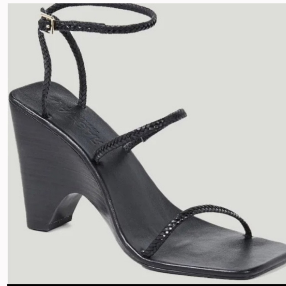JAGGAR THE LABEL STRAPPY WOVEN LEATHER WEDGE BLACK Sandal size 35